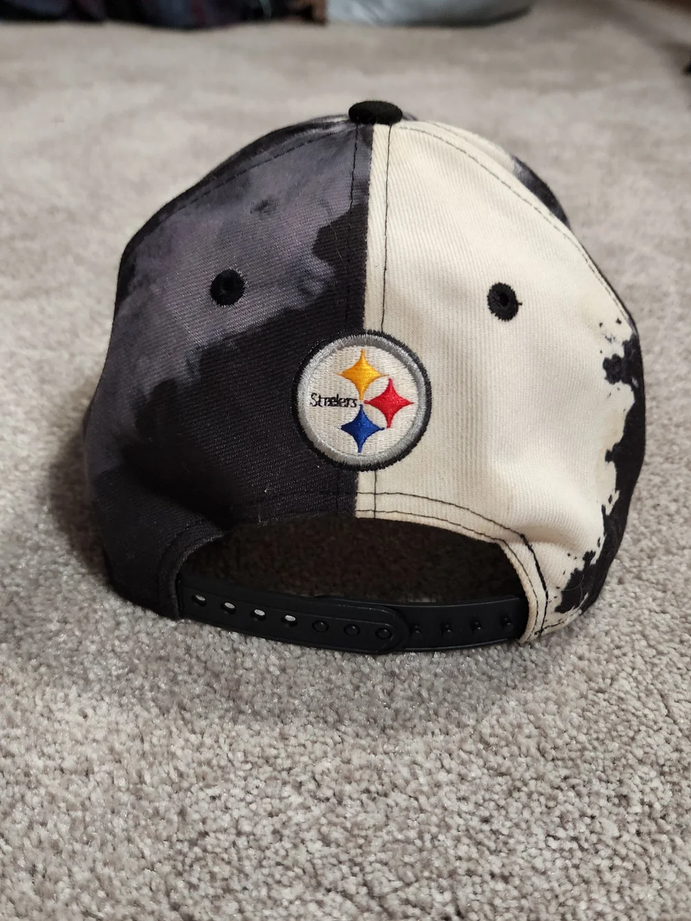 New Era Pittsburgh Steelers Black Snapback Hat with Yellow, Red & Blue Logo